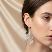 Geometric 925 Sterling Silver Dangling Hook Earrings for Women